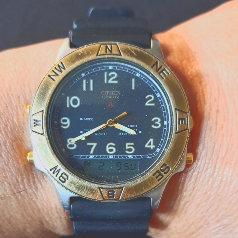 Citizen Men's Black and Gold Watch